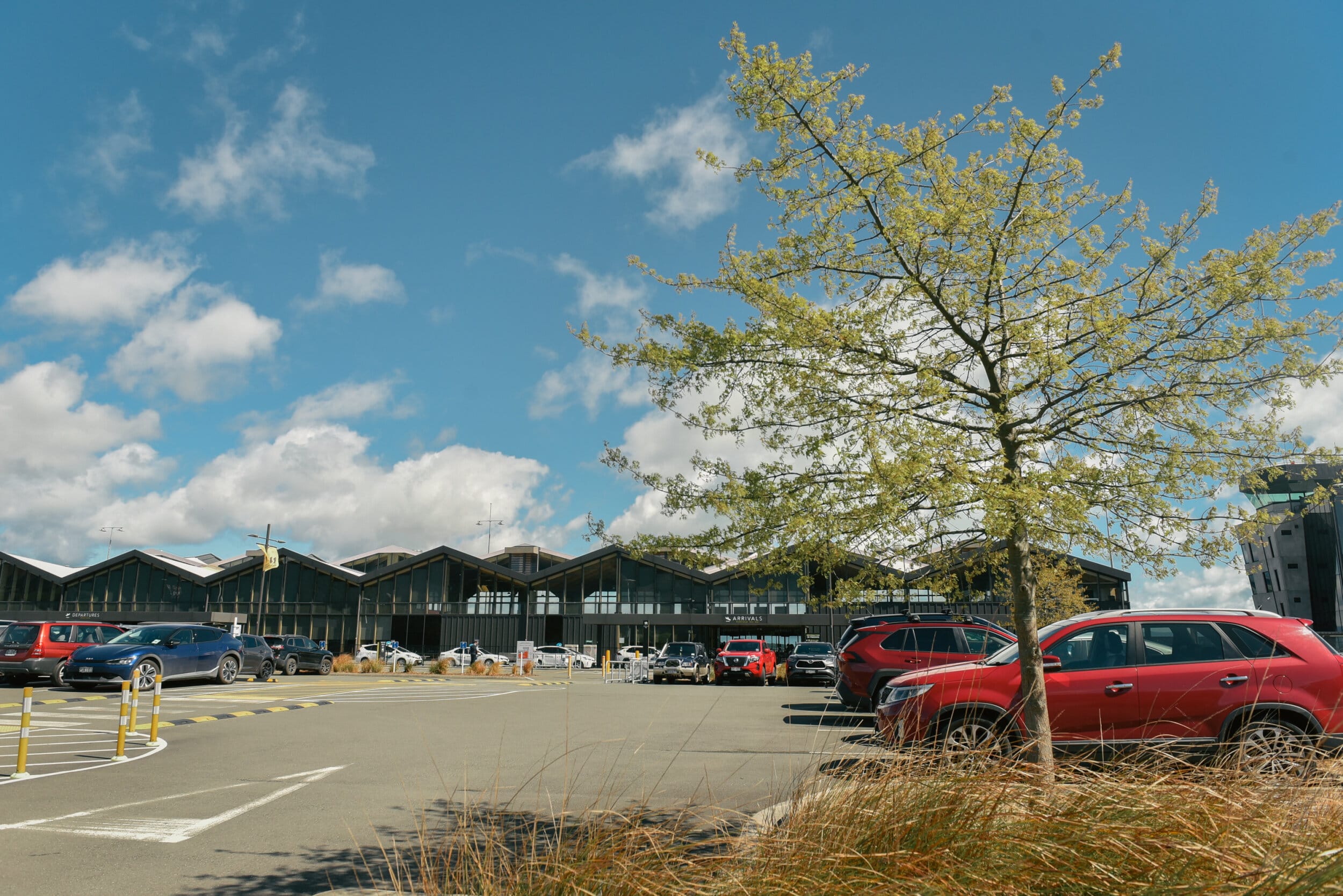 Nelson Airport carparking looking towards the terminal